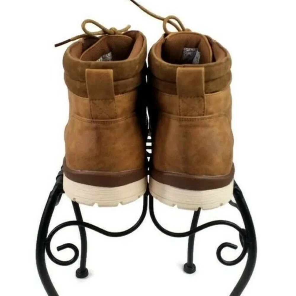 Vostey Milan Brown Lace-Up Chukka Ankle Boots Men's 11.5 Faux Leather Casual EUC